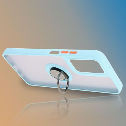 Bizon Etui Z Uchwytem Na Palec Case Hybrid Ring Do Motorola Moto G35 5G Przydymione Jasnoniebieską Ramką - zdjęcie 3