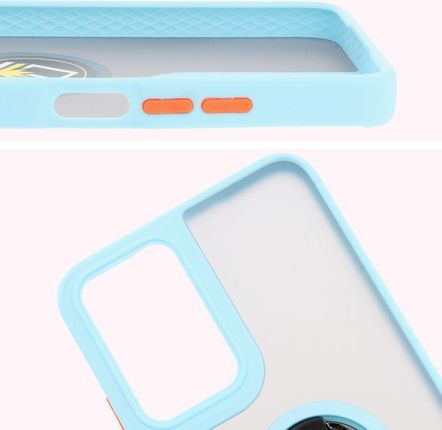 Bizon Etui Z Uchwytem Na Palec Case Hybrid Ring Do Motorola Moto G35 5G Przydymione Jasnoniebieską Ramką - zdjęcie 5