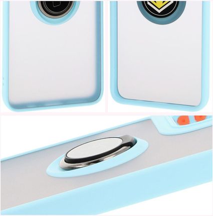 Bizon Etui Z Uchwytem Na Palec Case Hybrid Ring Do Motorola Moto G35 5G Przydymione Jasnoniebieską Ramką - zdjęcie 4