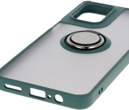 Bizon Etui Z Uchwytem Na Palec Case Hybrid Ring Do Motorola Moto G55 5G Przydymione Ciemnozieloną Ramką - zdjęcie 6
