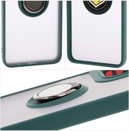 Bizon Etui Z Uchwytem Na Palec Case Hybrid Ring Do Motorola Moto G55 5G Przydymione Ciemnozieloną Ramką - zdjęcie 4