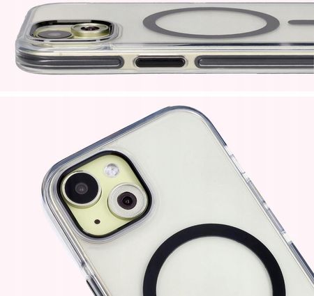 Bizon Etui Z Pierścieniem Magnetycznym Case Marco Do Iphone 15 Przezroczyste Czarną Ramką - zdjęcie 2
