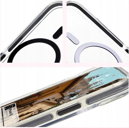 Bizon Etui Z Pierścieniem Magnetycznym Case Marco Do Iphone 15 Przezroczyste Czarną Ramką - zdjęcie 6