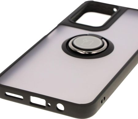 Bizon Etui Z Uchwytem Na Palec Case Hybrid Ring Do Motorola Moto G35 5G Przydymione Czarną Ramką - zdjęcie 4