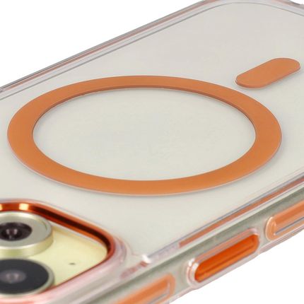 Bizon Etui Z Pierścieniem Magnetycznym Case Marco Do Iphone 15 Przezroczyste Pomarańczową Ramką - zdjęcie 3