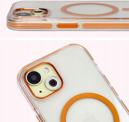 Bizon Etui Z Pierścieniem Magnetycznym Case Marco Do Iphone 15 Przezroczyste Pomarańczową Ramką - zdjęcie 2