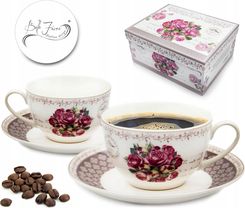 Komplet fili�anek 270ml ze spodkiem 2+2 Bella Fiore zestaw kawowy 1755766269