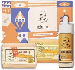 Zdjęcie CZTERY SZPAKI (4szpaki) Mężne trio Zestaw: Mydło naturalne z olejem laurowym i węglem aktywnym Wyrwidąb, 110g + Mydło naturalne do ciała Waligóra, 110 - Koronowo