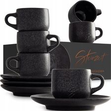 Steinzeit Design Filiżanki Do Espresso Zestaw 6X80ml Czarny