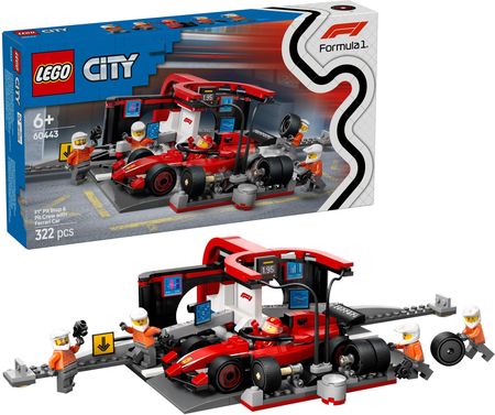 LEGO City 60443 F1 Pit stop i mechanicy z bolidem Ferrari