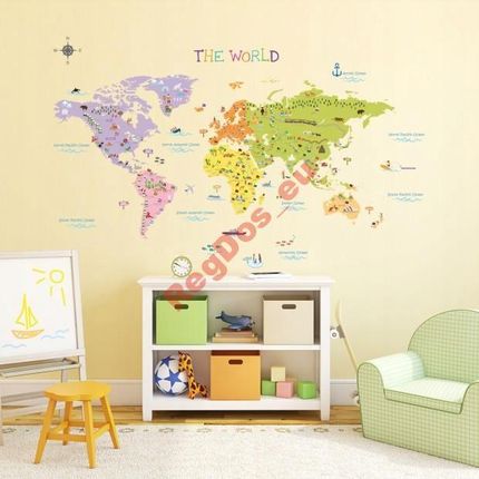Naklejki Naklejka Mapa Świata World Map Dzieci Dla
