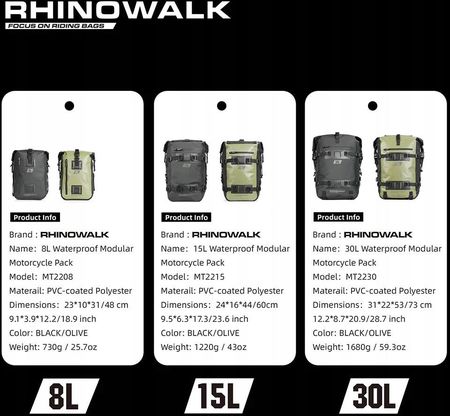 Rhinowalk Torba Sakwa Motocyklowa Do Bazy 15L Bardzo Mocna