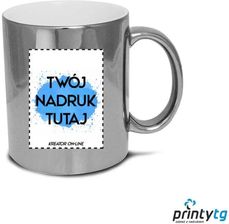 Kubek Metalic srebrny - błyszczący- Z NADRUKIEM