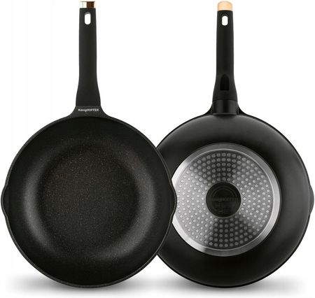 Konighoffer Patelnia Głęboka 30cm Wok Patelnia Indukcja Non Stick Z Pokrywką Black Rose