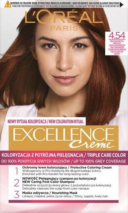 L'Oreal Paris Excellence Creme Farba do włosów 4.54 Brąz mahoniowo-miedziany