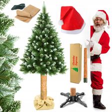 Choinka Na Pniu Gęsta Sztuczna Sosna Diamentowa Ośnieżona Stojak 220CM