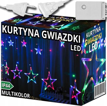 Arsa Go Kurtyna Świetlna Gwiazdki LED Multi Kolor Lampki Choinkowe Długa Girlanda  