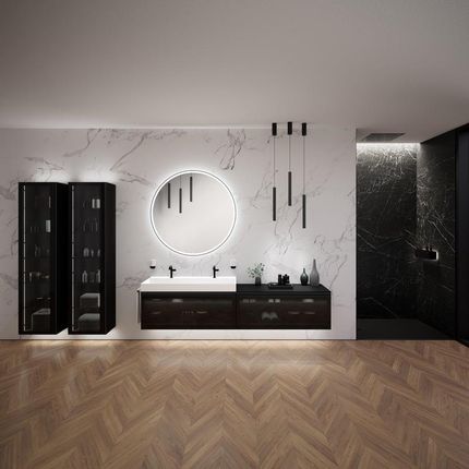 Neoro N80 Fumo Designerska Łazienka Z Meblami Łazienkowymi I Lustrem Prysznicem I Armaturą Bad Des Monats Set8 (Baddesmonatsset8)