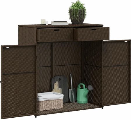 Zakito Home Szafka Ogrodowa Rattan Pe 105X55X113cm Brązowa Zh365564 - zdjęcie 4