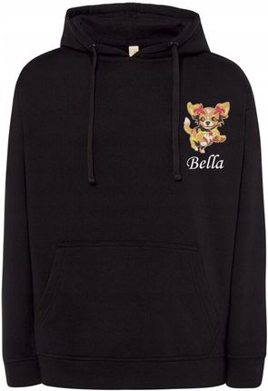 BLUZA Z CHIHUAHUA DŁUOWŁOSY IMIĘ PSA HAFT OVER SIZE CZARNA M PREZENT