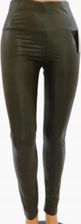 SPODNIE Legginsy Eko Skóra Wyszczuplające wysoki stan MIEGO 3/4XL KHAKI - zdjęcie 1
