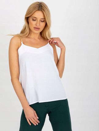 Top biały na ramiączkach elegancki, łańcuszek 42 - zdjęcie 4