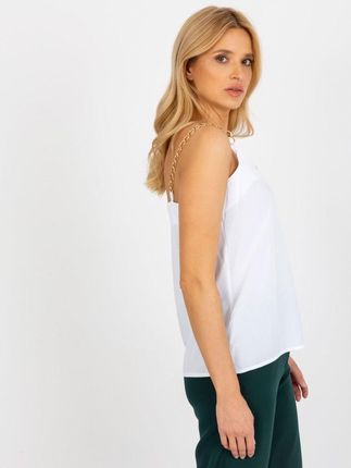 Top biały na ramiączkach elegancki, łańcuszek 42 - zdjęcie 3