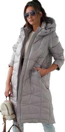 Długi elegancki pikowany płaszcz damski zimowy ocieplany SAMANTA