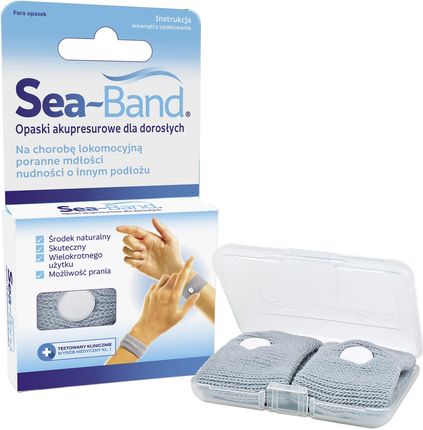 SEA-BAND opaski akupresurowe przeciw mdłościom dla dorosłych szare 1 para