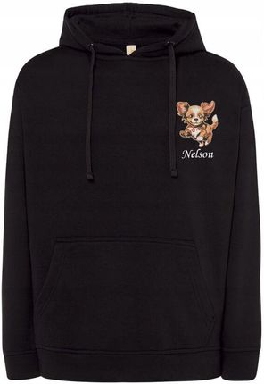 BLUZA Z CHIHUAHUA DŁUOWŁOSY IMIĘ PSA HAFT OVER SIZE CZARNA XXL PREZENT