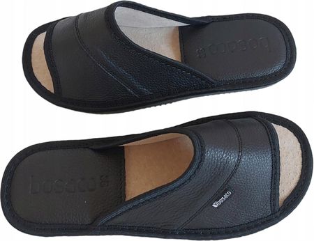 Wygodne laczki damskie skórzane czarne kapcie po domu 40 Bosaco - zdjęcie 3