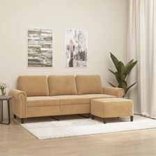 vidaXL 3 Osobowa Sofa Z Podnóżkiem Brązowy 180 Cm Aksamit (3201222)