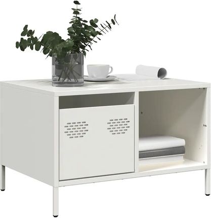vidaXL Stolik Kawowy Biały 68,5X50X43,5 Cm Stal Walcowana Na Zimno (851285)