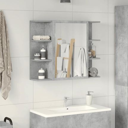vidaXL Szafka Łazienkowa Z Lustrem Szarość Betonu 80 X 20,5 X 64 Cm (856035) - zdjęcie 3