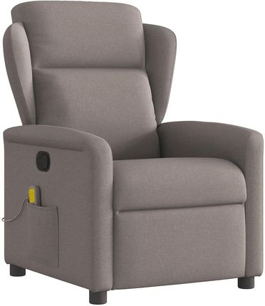 vidaXL Rozkładany Fotel Masujący Taupe Obity Tkaniną (4015593)