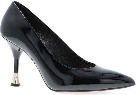 Eleganckie szpilki ze skóry lakierowanej - KOTYL 8517 CZARNE