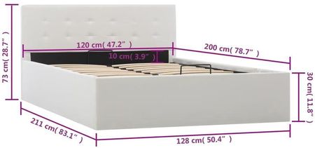 Zakito Home Łóżko Tapicerowane Ze Schowkiem 120X200 Białe (Zh285518) - zdjęcie 3
