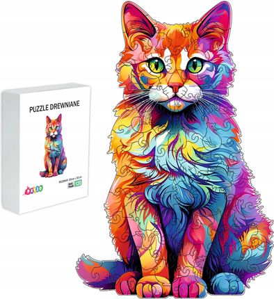 Pasjo24 Puzzle Drewniane Dla Dzieci Dorosłych 120El. Kot Dziecka