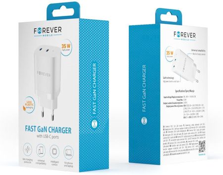 Markowe Forever Sieciowa Gan Pd Qc Tc 05 35Cc 2X Usb C 35W Biała - zdjęcie 2