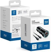 Blue Star Adowarka Samochodowa Typ C Usb A Kabel Do Lightning Pd Qc3 0 Afc Pps 3A 25W Czarna