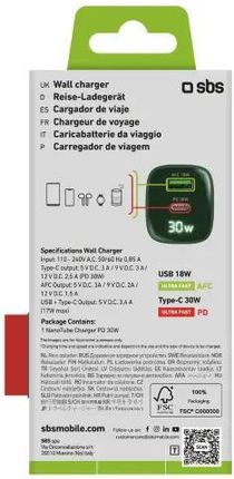 Sbs Lcd Gan Pd 30W Usb C A Zielony - zdjęcie 2