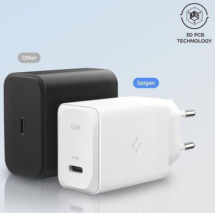 Spigen Arcstation Pro Gan 651 1 Port Network Charger 65W Type C Cable Black - zdjęcie 5