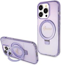 Guess Ring Stand Script Glitter Magsafe Etui Iphone 15 Pro Max Fioletowy Guhmp15Xhrsgsu