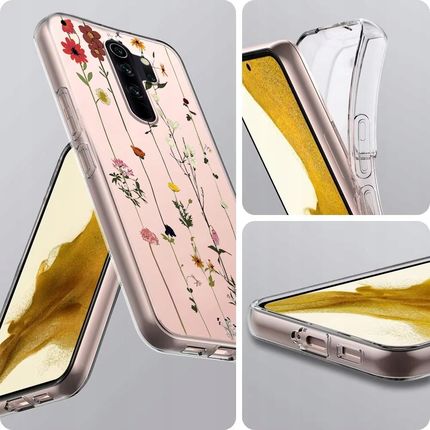 Cover trasparente con glitter per Xiaomi Redmi Note 8, motivo floreale lucido, fiori secchi, in morbido silicone TPU e silicone, trasparente, per Xiaomi Redmi Note 8, blu