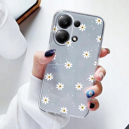 Custodia Floreale Con Bordi Ondulati Per Xiaomi POCO M6 Pro 4G / Redmi Note 13 Pro 4G, Design Margherite, Viola, Silicone Morbido TPU Antiurto