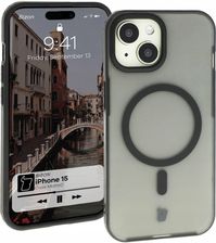Etui Z Pierścieniem Magnetycznym Bizon Case Matteo Do Iphone 15 Półprzezroczyste Czarną Ramką