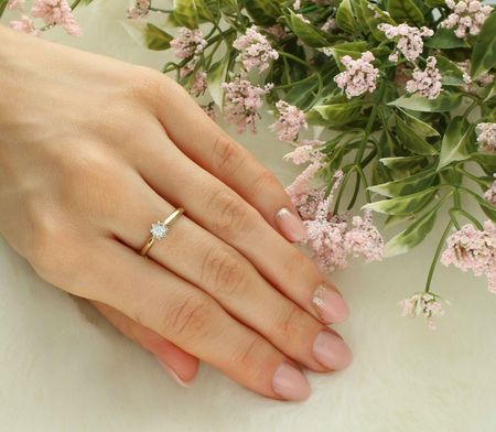 Diament Zaręczynowy Pierścionek Z Diamentem Zloty Pierścionek Damski Z 0,08 Ct Diamentem Rozmiar 13 - zdjęcie 2