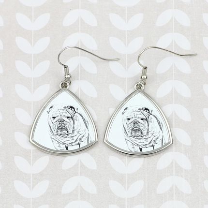 Art-Dog Buldog trójkątne wiszące kolczyki z psem ze zdjęciem personalizowane - zdjęcie 3