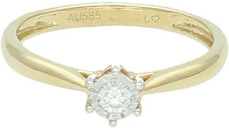 Diament Pierścionek Z Diamentem Damski Złoty Pierścionek Z 0,08 Ct Diamentem W Rozmiarze 11