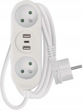 Zdjęcie Przedłużacz listwowy biały 2 gniazda + 2xUSB A + USB C 2m - Cieszyn